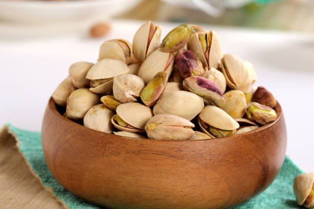 pistachios on a white background